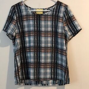Anthropologie Maeve Plaid Top Small
